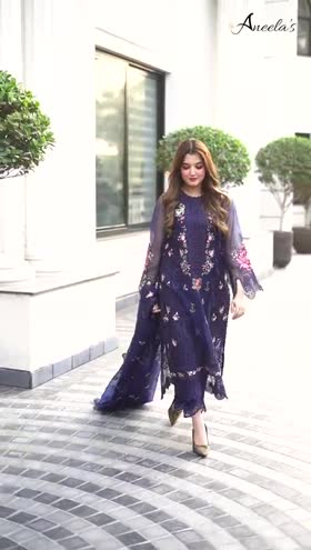aneelas collection purple dress Buy Aneelas Collection Printed Embroidered Dress
