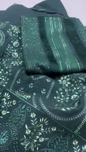 Rs 5800  Bin khalid peech leather Emb 3pc velvet fancy shawl