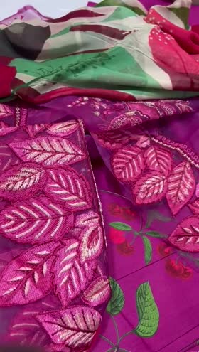 Rs 5750 Naqsh filament viscose emb 3pc chiffon duppata [SHOCKING PINK]