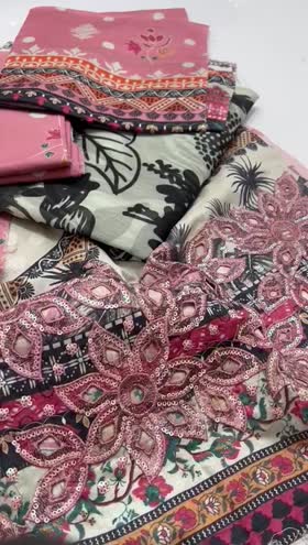 Rs 4800 Aafreen lawn Emb 3 pc chiffon duppata new launch ( AF 205)