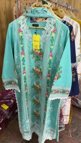 Rs 15000 Aneelas lawn Emb chiffon Duppata 3 pc stitched [Dispatch time 1 Month] ~ [Chest 22] [Length 47] LARGE