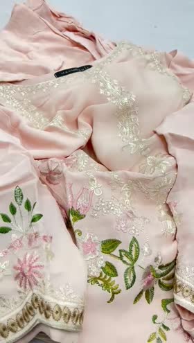 Rs 5250 mahnosh emb 3pc emb organza duppata ~ [Chest 19] [Length 43] SMALL