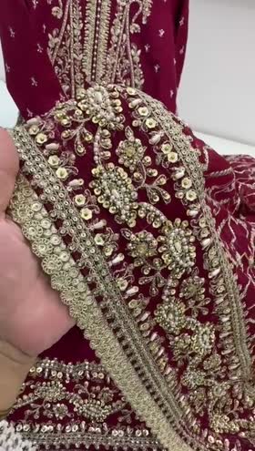 Rs 33500 Aneelas Stitched Wedding Raw Silk Ada Work Shirt Ada work Trouser 3 pc [Dispatch date 26th May] ~ [Chest 24] [Length 44] XXLARGE