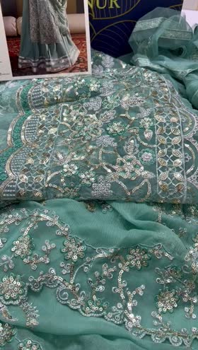 Rs 13990 Pakeezah Luxury Formals by Mahnur Emb Orgnaza 3pc Chiffon Duppata [PK-5]