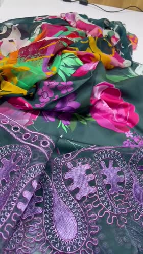 Rs 5750 Naqsh filament viscose emb 3pc chiffon duppata[ zinc]