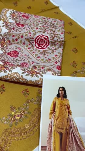 Rs 3300 Mausummery khadar printed 3 pc [Amber]