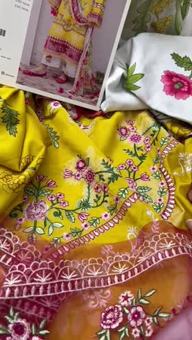 Rs 7990 Mahnur viscose Emb 3pc Emb chiffon duppata 3pc ( G 12)