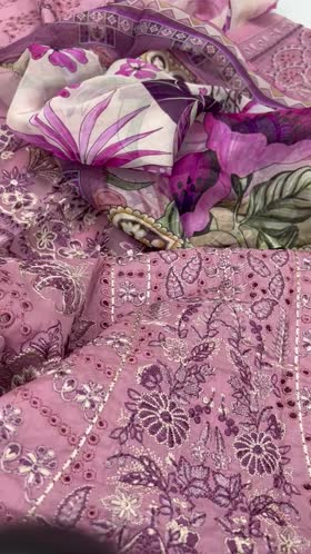 Rs 7900 Ramsha luxury lawn Emb 3 pc chiffon duppta Z  909)