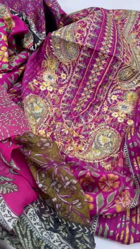 Rs 3300 Beech tree lawn Emb shirt chiffon duppata( (U12)