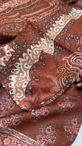 Rs 3350 Mausummery Khaddar printed 3pc [ carnelian ]