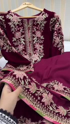 Rs 13500 Aneelas stitched velvet emb shirt raw silk emb trouser [Dispatch date 6th January ] ~ [Chest 21] [Length 37] MEDIUM