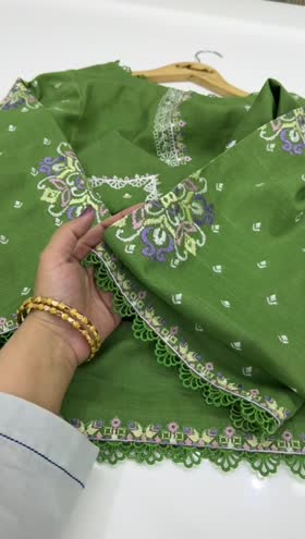 Rs 4500 Aneelas unstitched Emb khadar shirt trouser with 3.5 yards lace [dispatch date 20th January ]