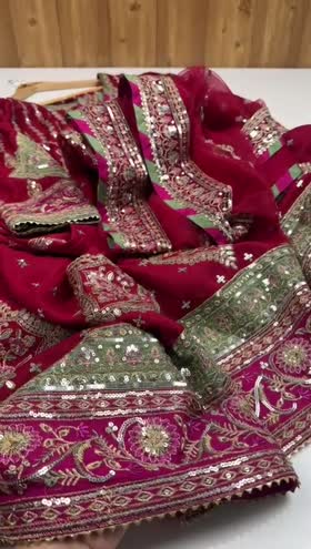 Rs 23500 Aneelas Stitched Raw Silk Maxi Heavy Net Duppata 3pc [FC-04] [Dispatch Time 2 Months] ~ [Chest 21] [Length 53] MEDIUM