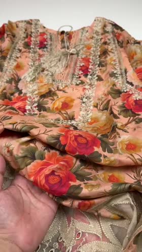 Rs 11500 Aneelas print Emb lawn chiffon Duppata stitched 3 pc [Front Back Emb] [Dispatch Ready] ~ [Chest 19] [Length 42] SMALL