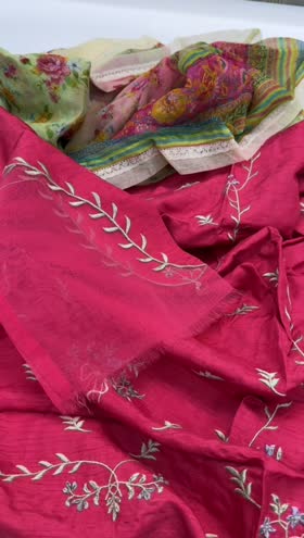 Rs 9500 Zara shah jahan good quality raw silk Emb part wear 3 piece stitched [L 50] XSMALL