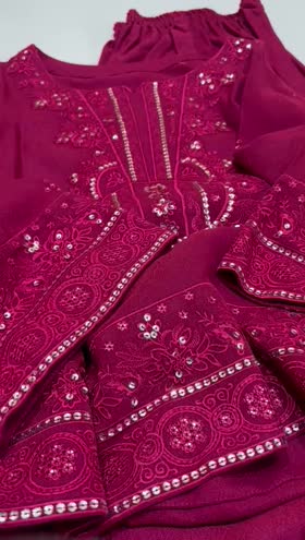 Rs 8500 peech leather stitched Emb 2 pc ( Small)