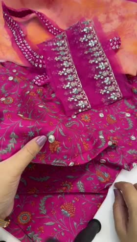 Rs 4500 Maria b lawn emb 3 pc ~ MARIA B ORANGE&PINK