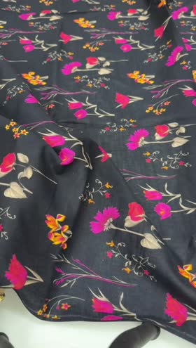 Rs 2200 same printed khadar shirt trouser ~ BLACK WITH PINK FLOWER ALL OVVER 2PC