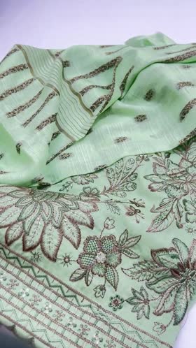 Rs 5500  Waresha lawn Emb 3pc jacquard duppata( DD106