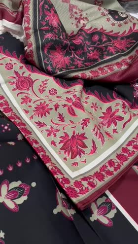 Rs 3850 Coral digital printed 3 pc jacquard shawl [ SW 08 ]