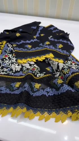 Rs 8500 Aneelas luxury stitched Emb shirt trouser front Emb sleeves Emb [Dispatch month June ] ~ [CH 22] [L 43] LARGE