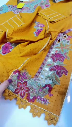 Rs 6800 Today’s sale Aneelas finest quality lawn heavy cut work heavy Emb with gota finishing 2 p [ready to dispatch] [was 7950] ~ [Chest 21] [Length 40] MEDIUM