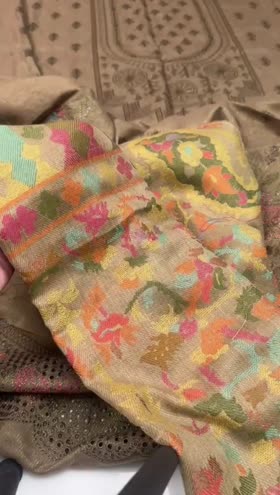 Rs 6595 Kehkashan by Riaz Arts Luxury Winter Emb Peach leather 3pc Multi Barosha Jacquard Shawl [D-02]