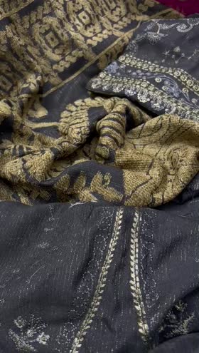Rs 6950 Dastan peech leather Emb 3pc warm jacquard shawl [ DS 9 ]