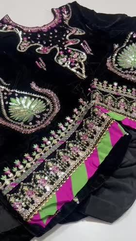 Rs 5000 Aneela’s velvet stitched Emb shirt ( Large)