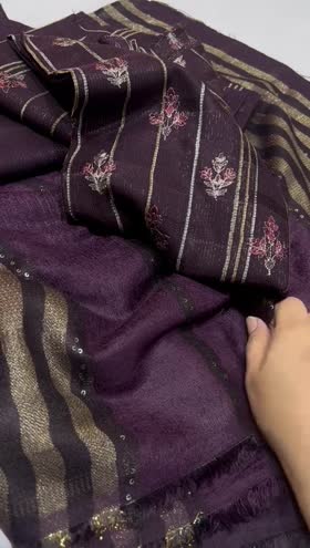 Rs 6250 Khobsorat by Nur Leather Emb 3pc fancy shawl