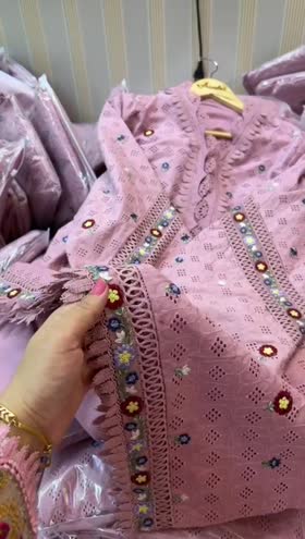 Rs 7800 Aneelas heavy schiffli Emb with heavy stitching details and laces shirt trouser [Dispatch  month June ] ~ [CH 19] [L 47] SMALL