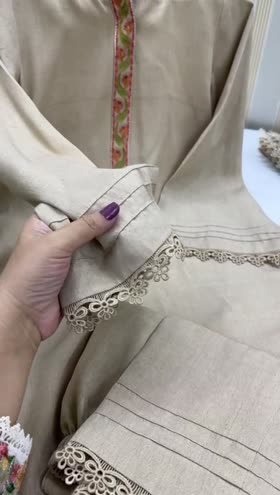 Rs 3000 Aneelas Karandi UNstitched Emb shirt trouser with emb and lace [Dispatch month 15th January ]