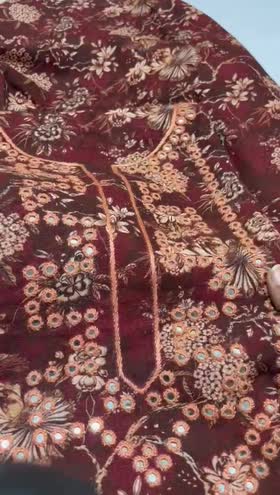 Rs 5600 khadar hand made Emb mirror work 2pc