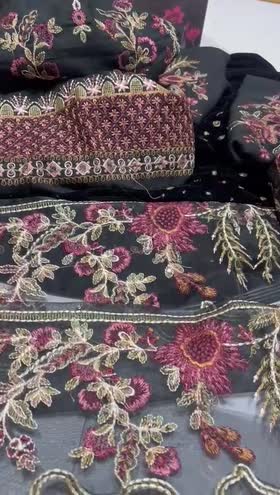 Rs 11500 Nureh Leather Peech Emb 3pc Velvet Emb Shawl New Launch (NE 215)