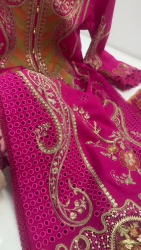 Rs 9500 Aneelas stitched lawn Emb shirt Emb trouser [Dispatch date 24th March] ~ [Chest 23] [Length 45] LARGE