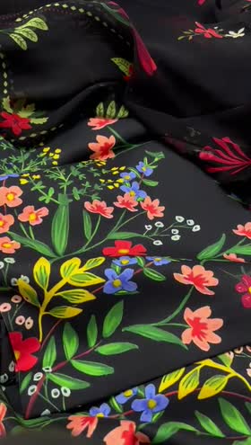 Rs 3850 Coral Linen printed 3 pc chiffon duppata