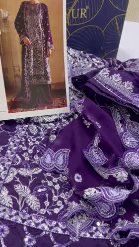 Rs 13990 Pakeezah Luxury Formals by Mahnur Emb 3pc Chiffon Duppata [PK-9]