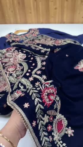 Rs 13500 Aneelas UNstitched Velvet Emb Shawl Raw Silk Emb Shirt Trouser 3pc [VT-02] [Dispatch Time 2 Months]