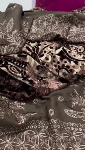 Rs 7650 Dastan Emb leather peech palachi velvet shawl 3pc  ( DS 16)