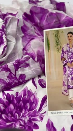 Rs 3850 Coral Linen printed 3 pc chiffon duppata