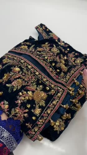 Rs 19500 Aneelas stitched velvet Emb shirt velvet Emb trouser organza ready Duppata 3 piece [ready to dispatch] ~ [Chest 21] [Length 41] MEDIUM