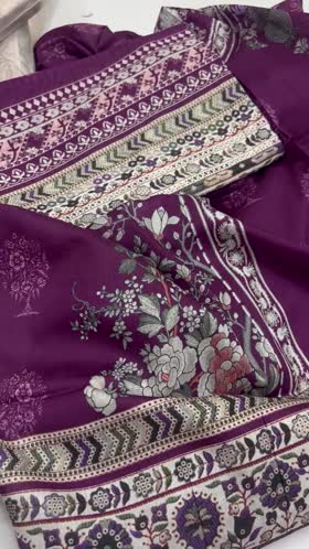 Rs 3100  Mausummery lawn printed 3pc voil lawn duppata (Amethyst)