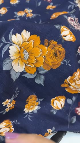 Rs 2200 same printed khadar shirt trouser ~ DARK BLUE WITH ORANGE FLOWER ALL OVER 2PC