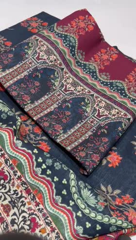 Rs 3350 Mausummery Khaddar printed 3pc [ Garnet ]