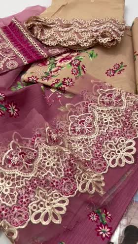 Rs 7450 Parishay viscose Emb 3pc chiffon emb duppata new launch ( IW 5])