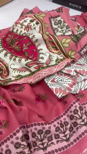 Rs 3300  Falisha linen viscose pritned 3pc ~ FALISHA WINTER  DARK PINK