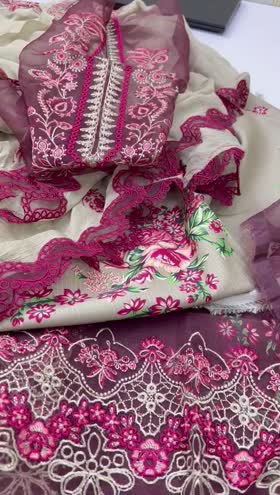 Rs 7450 Parishay viscose Emb 3pc chiffon  emb duppata new launch ( IW 6)