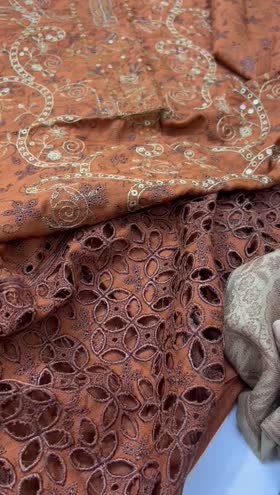 Rs 3950 winter jacquard Emb 3pc warm Shawl