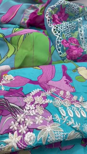 Rs 8500 Naqsh viscose chicken Kari Emb 3pc  chiffon duppata ( Sky blue 166)