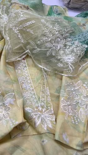 Rs 7250 Nureh Gardenia lawn Emb 3pc Emb duppata new launch ( NSG 188]